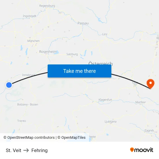 St. Veit to Fehring map