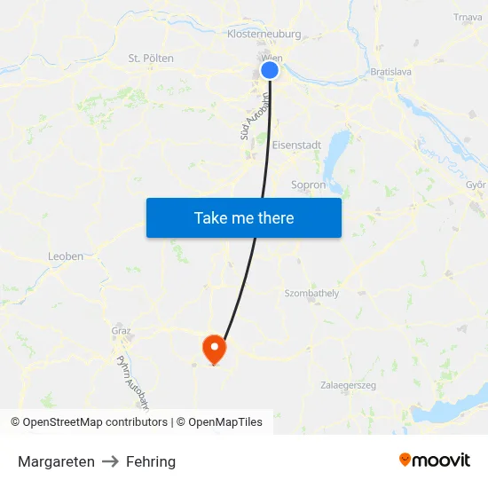 Margareten to Fehring map