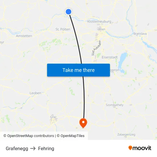 Grafenegg to Fehring map