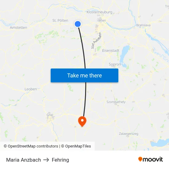 Maria Anzbach to Fehring map