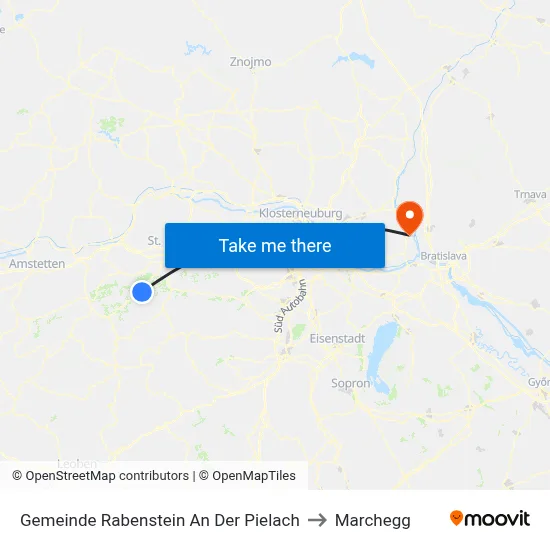Gemeinde Rabenstein An Der Pielach to Marchegg map