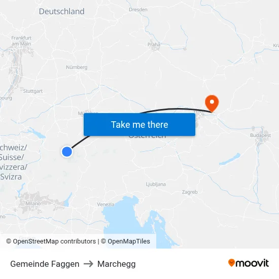 Gemeinde Faggen to Marchegg map