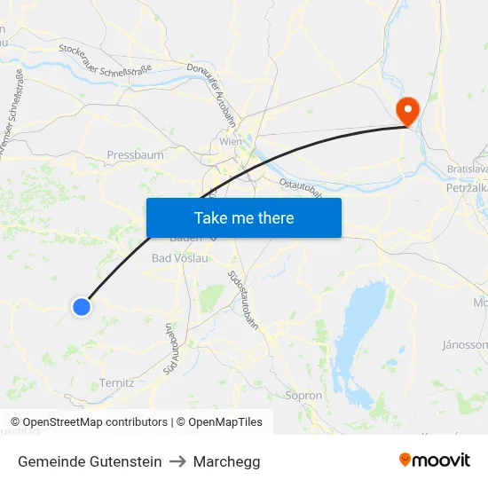 Gemeinde Gutenstein to Marchegg map
