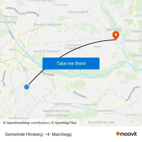 Gemeinde Himberg to Marchegg map