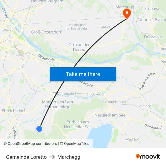 Gemeinde Loretto to Marchegg map