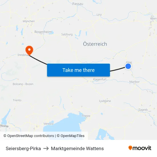 Seiersberg-Pirka to Marktgemeinde Wattens map