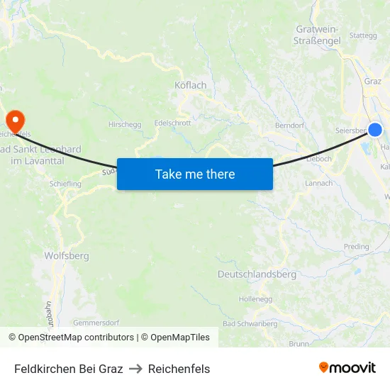 Feldkirchen Bei Graz to Reichenfels map