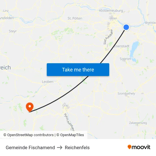 Gemeinde Fischamend to Reichenfels map