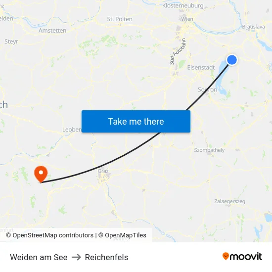 Weiden am See to Reichenfels map