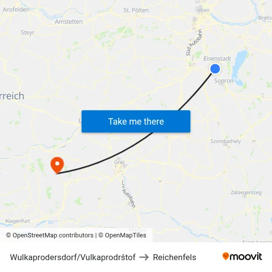 Wulkaprodersdorf/Vulkaprodrštof to Reichenfels map