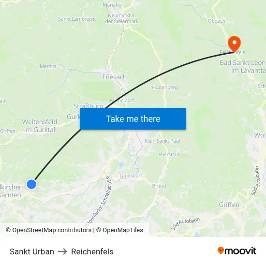 Sankt Urban to Reichenfels map