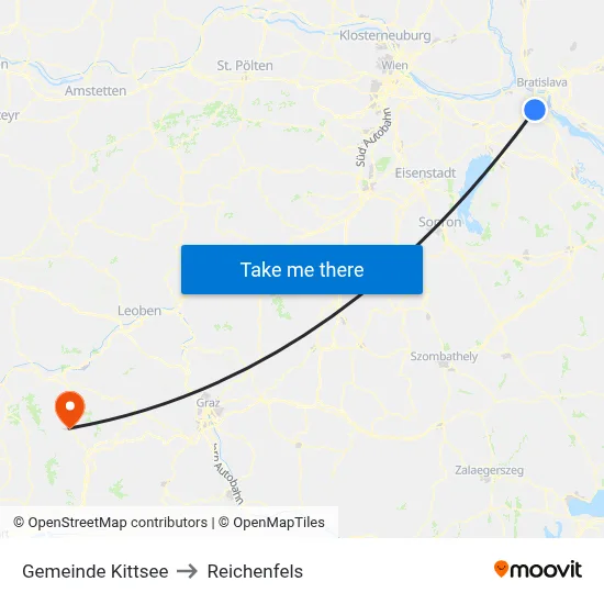 Gemeinde Kittsee to Reichenfels map