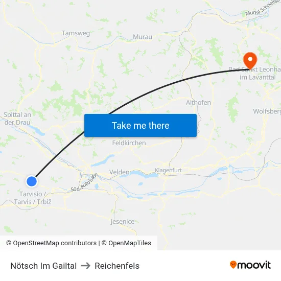Nötsch Im Gailtal to Reichenfels map
