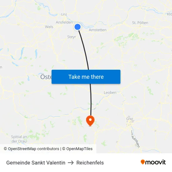 Gemeinde Sankt Valentin to Reichenfels map