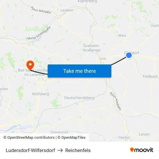 Ludersdorf-Wilfersdorf to Reichenfels map