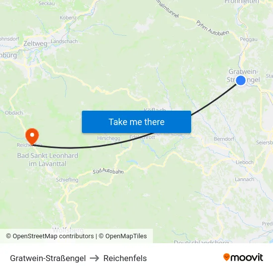 Gratwein-Straßengel to Reichenfels map