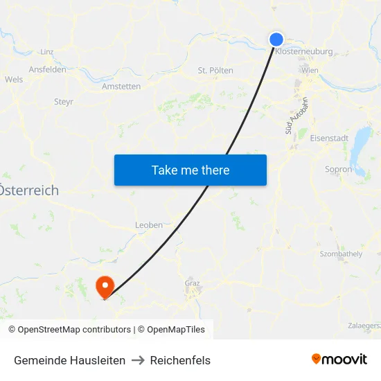Gemeinde Hausleiten to Reichenfels map
