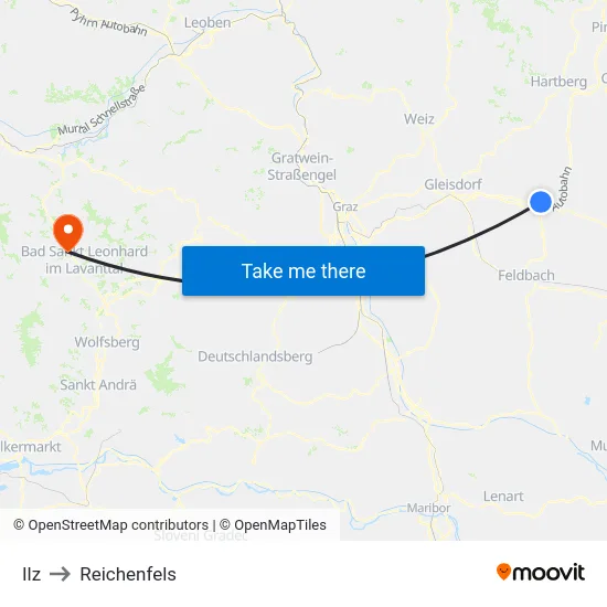 Ilz to Reichenfels map