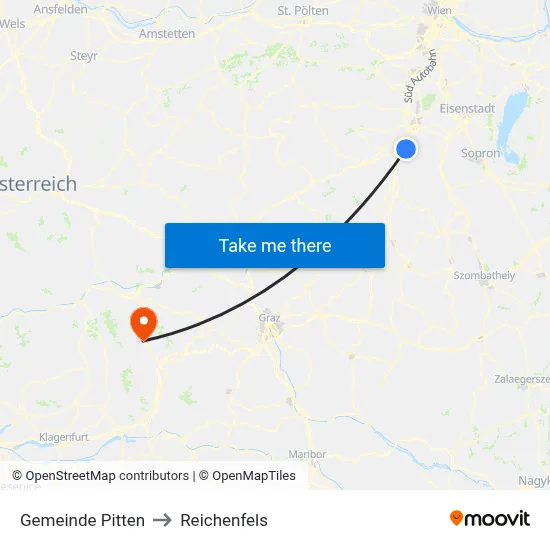 Gemeinde Pitten to Reichenfels map