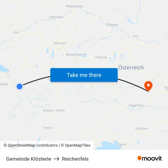 Gemeinde Klösterle to Reichenfels map