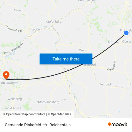 Gemeinde Pinkafeld to Reichenfels map