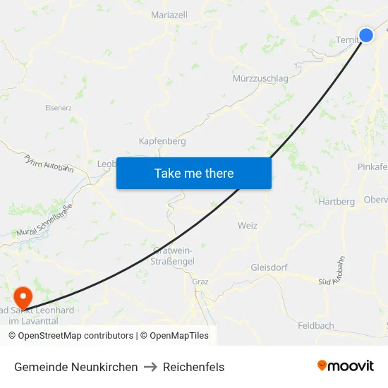 Gemeinde Neunkirchen to Reichenfels map