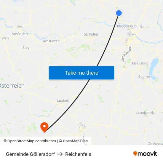Gemeinde Göllersdorf to Reichenfels map