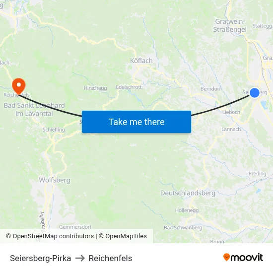 Seiersberg-Pirka to Reichenfels map