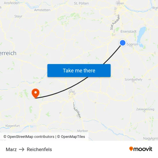 Marz to Reichenfels map