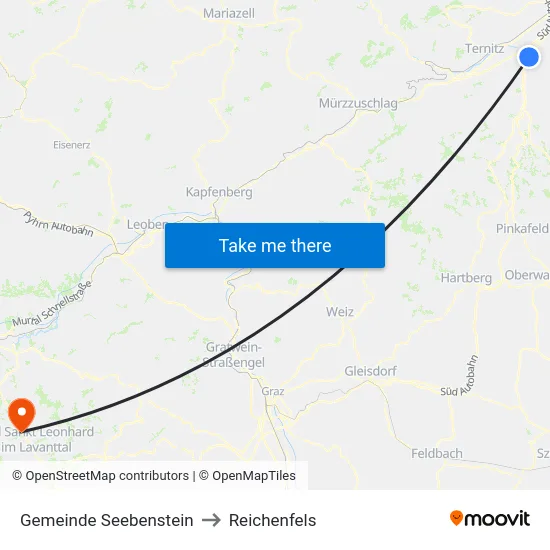 Gemeinde Seebenstein to Reichenfels map
