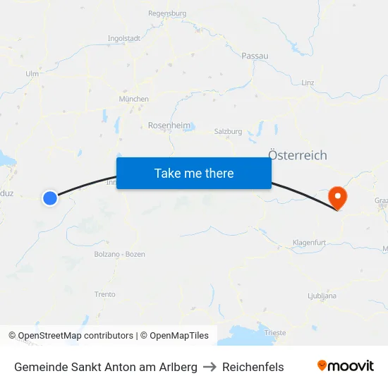 Gemeinde Sankt Anton am Arlberg to Reichenfels map