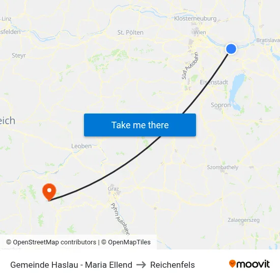 Gemeinde Haslau - Maria Ellend to Reichenfels map