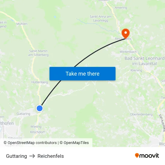 Guttaring to Reichenfels map