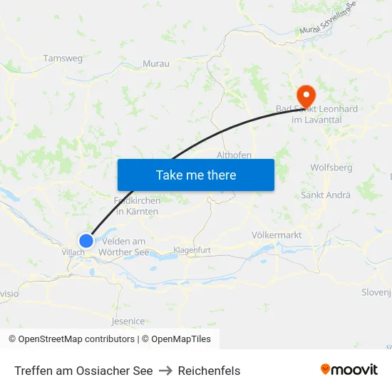 Treffen am Ossiacher See to Reichenfels map