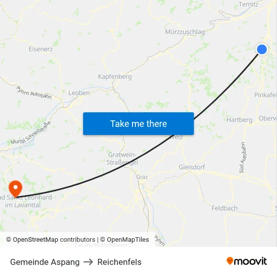 Gemeinde Aspang to Reichenfels map