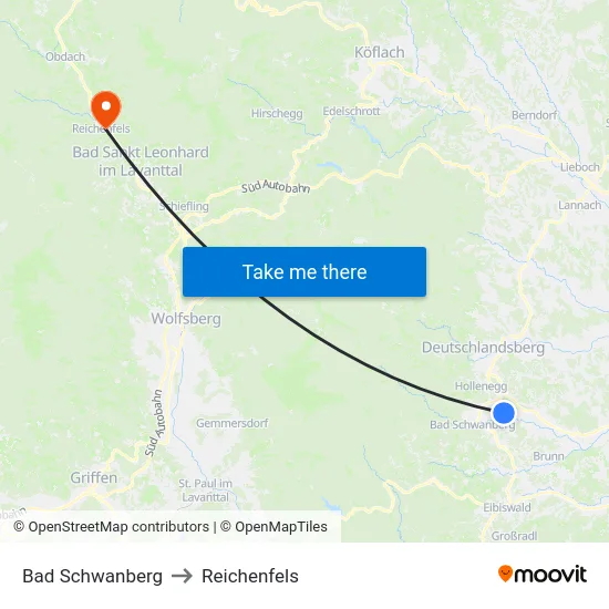 Bad Schwanberg to Reichenfels map