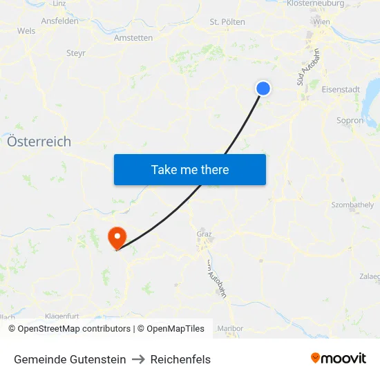 Gemeinde Gutenstein to Reichenfels map