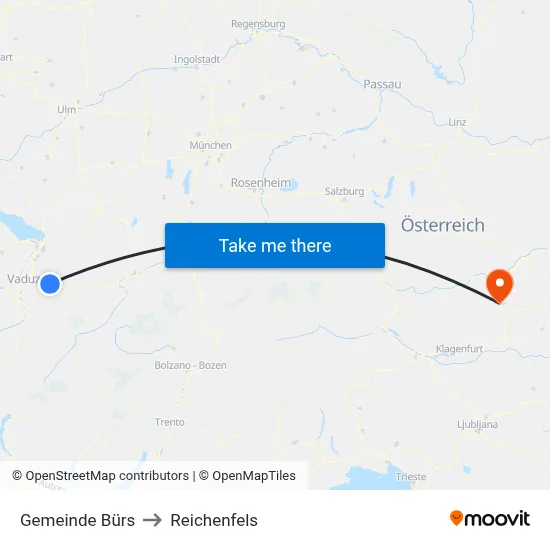 Gemeinde Bürs to Reichenfels map