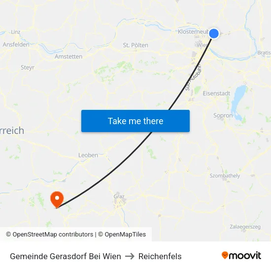 Gemeinde Gerasdorf Bei Wien to Reichenfels map