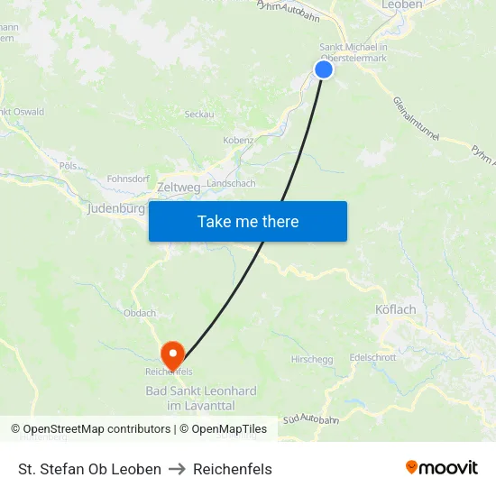 St. Stefan Ob Leoben to Reichenfels map
