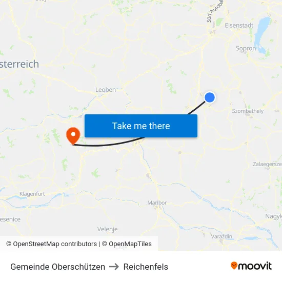 Gemeinde Oberschützen to Reichenfels map