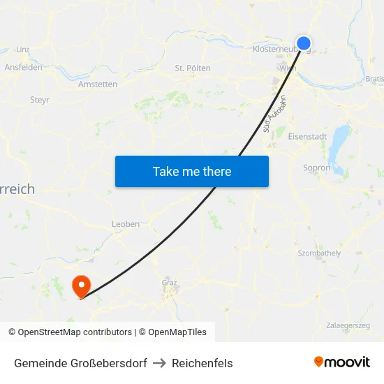 Gemeinde Großebersdorf to Reichenfels map