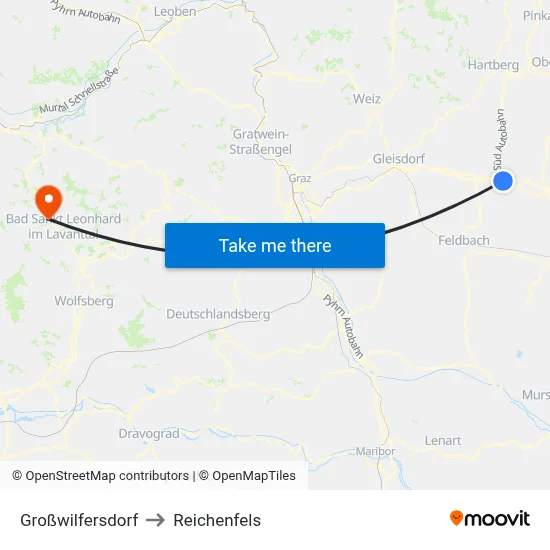 Großwilfersdorf to Reichenfels map