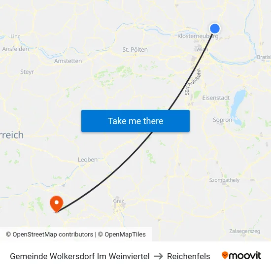 Gemeinde Wolkersdorf Im Weinviertel to Reichenfels map