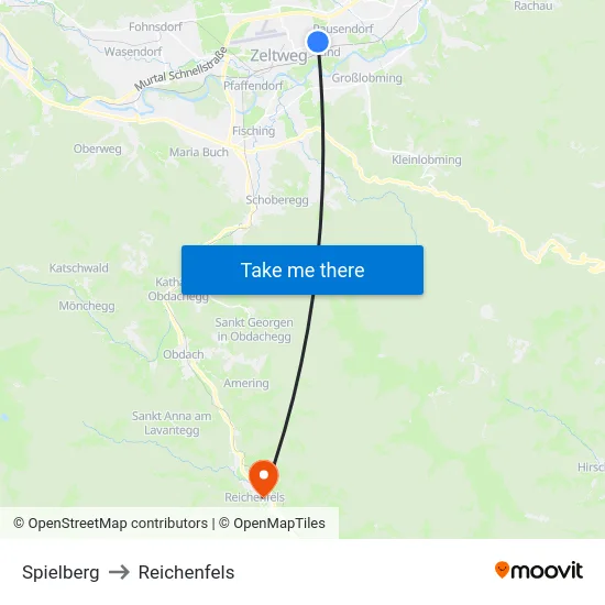 Spielberg to Reichenfels map