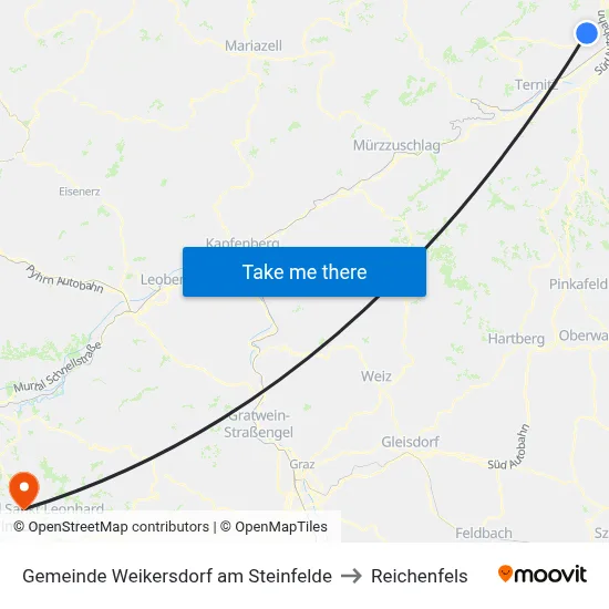 Gemeinde Weikersdorf am Steinfelde to Reichenfels map