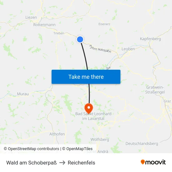 Wald am Schoberpaß to Reichenfels map