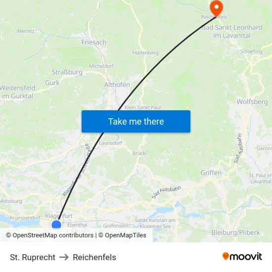 St. Ruprecht to Reichenfels map