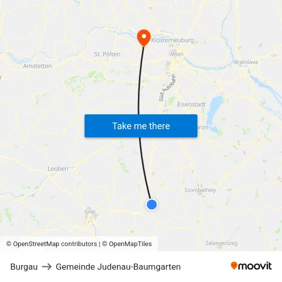 Burgau to Gemeinde Judenau-Baumgarten map