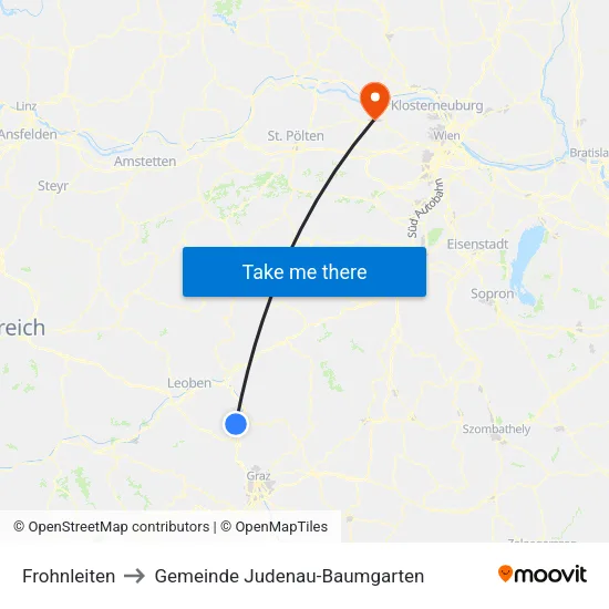 Frohnleiten to Gemeinde Judenau-Baumgarten map